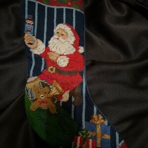 Festive Santa Christmas Stocking - Red and Blue
